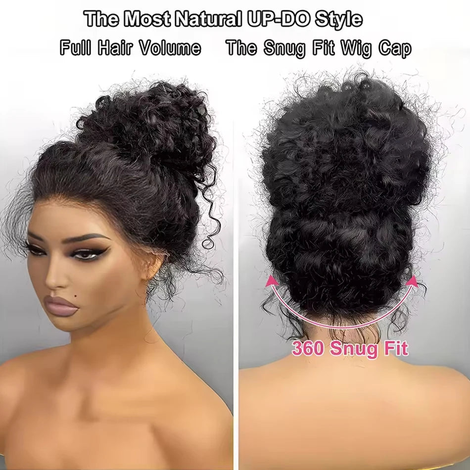 Glueless Deep Curly 360 Lace Front Human Hair Wig for Women