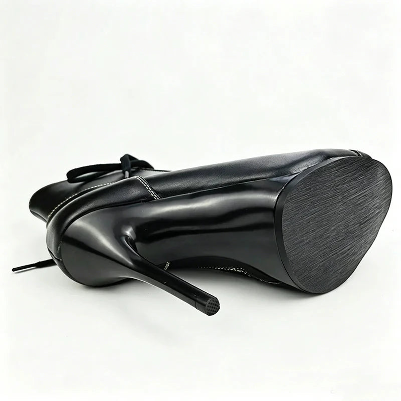 Black Peep Toe Stiletto Ankle Boots