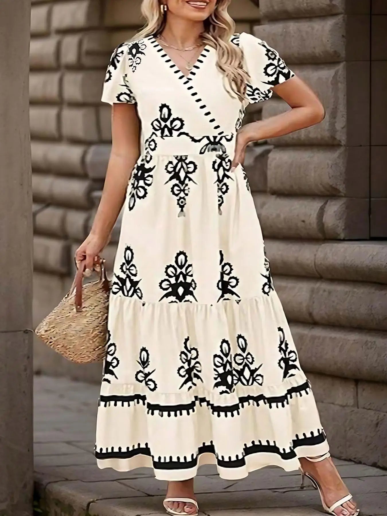 Plus Size Fitted Ditsy Floral Dress