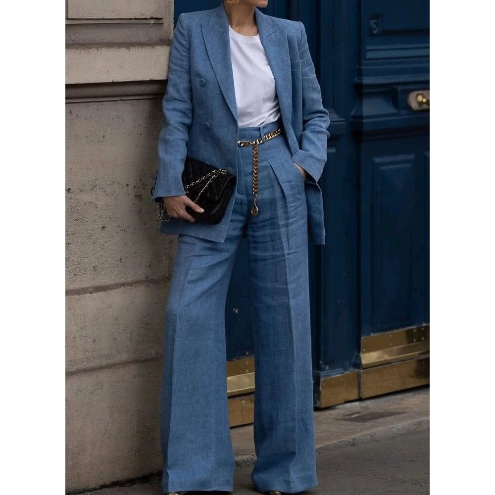 Double Breasted Classic Two Piece Suit Set for Women