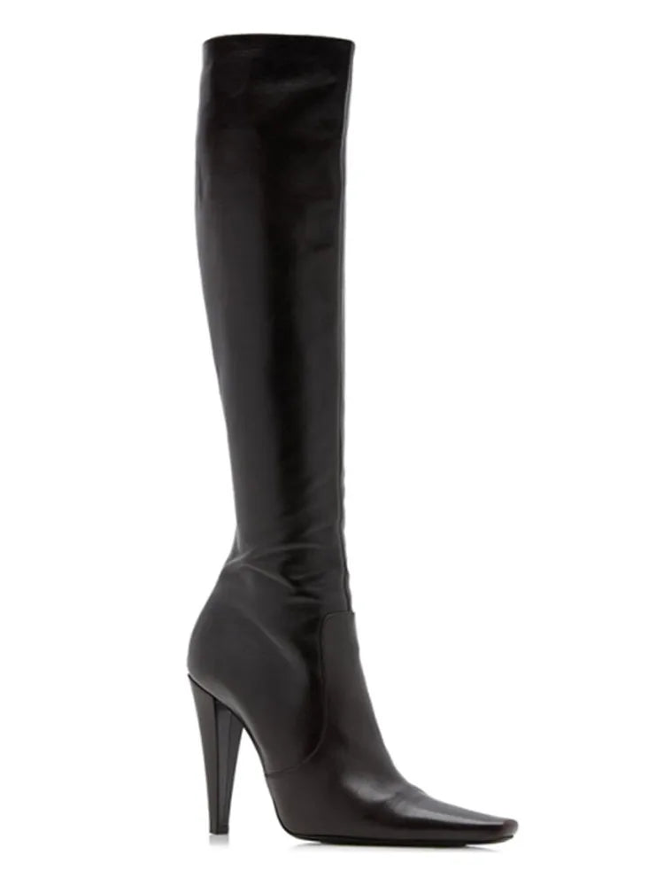 Pointed Toe Knee High Stiletto Heeled Boots for Women