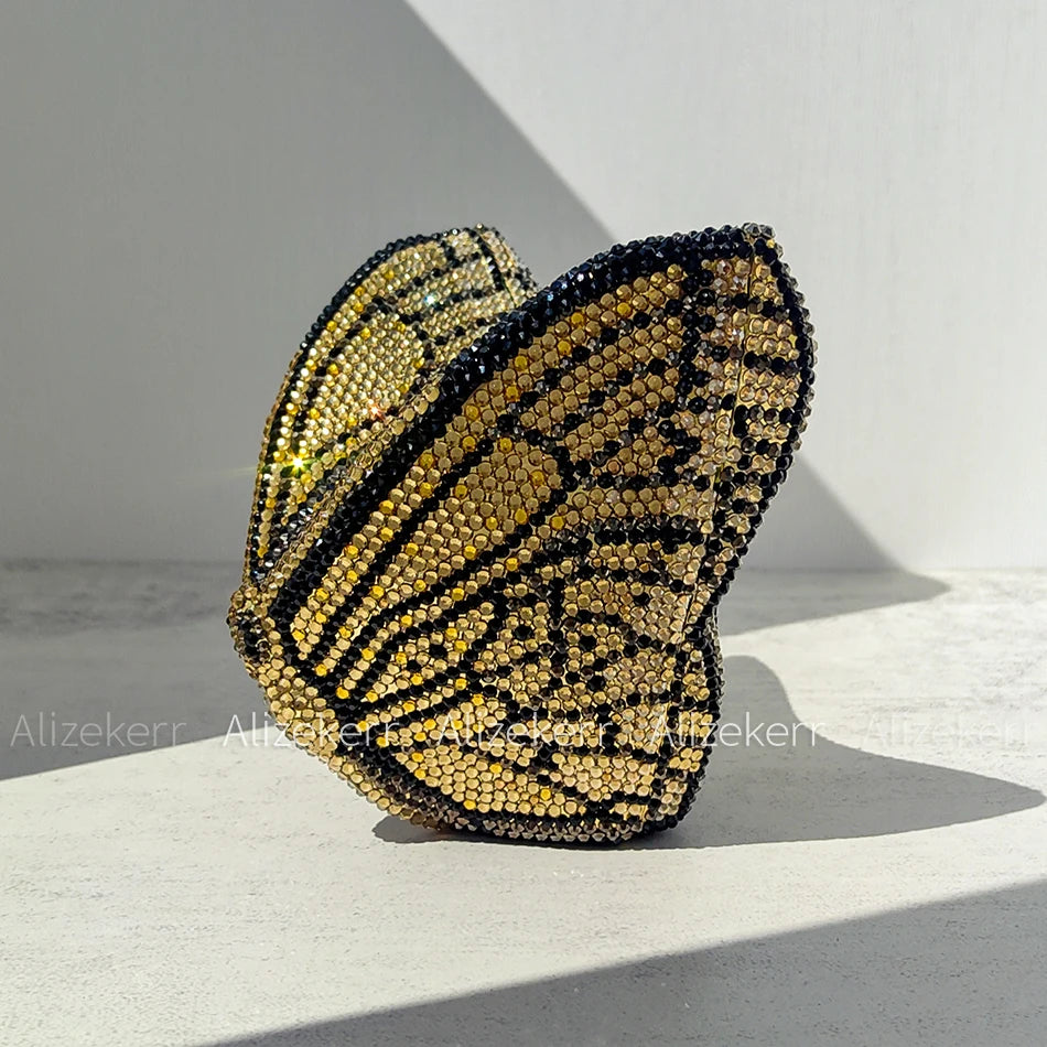 Alizekerr Butterfly Diamond Evening Bags Women 2025 Luxury Designer Gorgeous Rhinestone Clutch Purses And Handbags Wedding Party