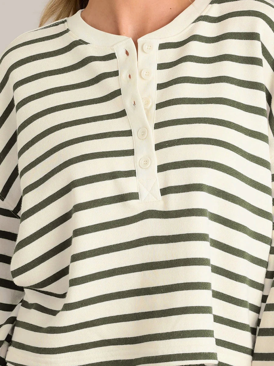 Women'S Striped Long Sleeved Shorts Set Long Sleeved T-Shirt With Elastic Waist Shorts Spring and Autumn Sports Set
