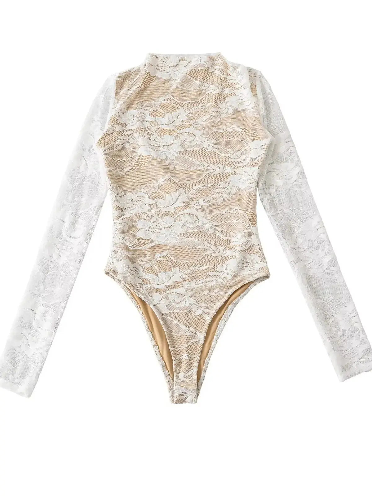 Elegant Sleeveless Bodycon Lace Bodysuit Top For Women