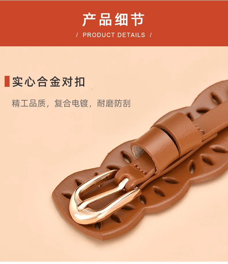 Soft Wide Hollow Out Leather Wraparound Belt for Women