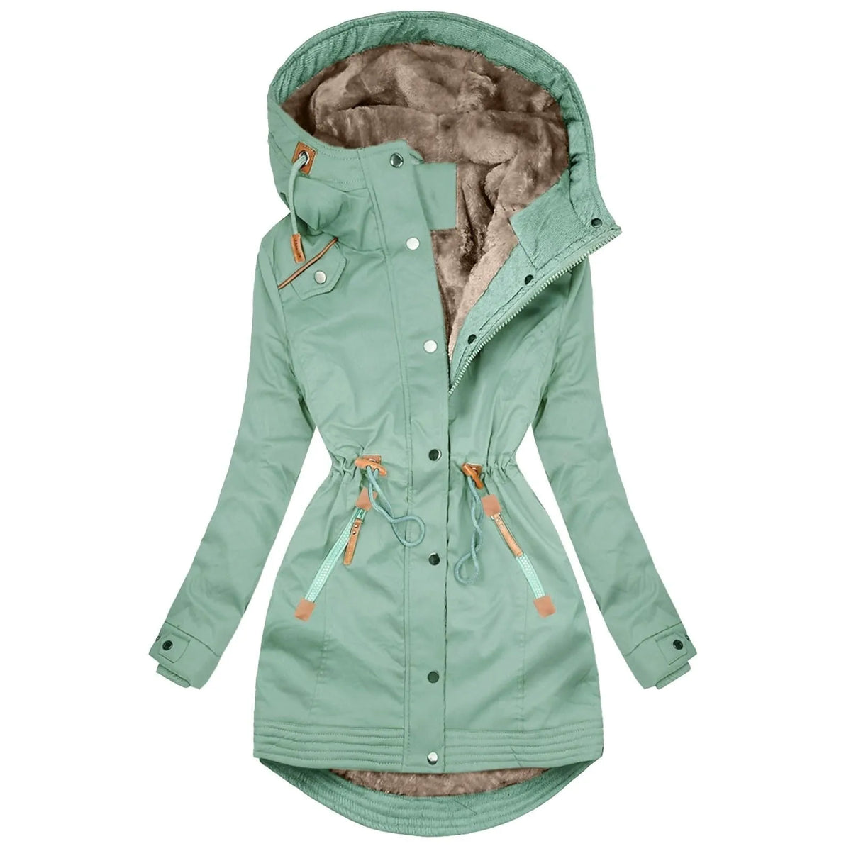 Windproof Hooded Fleece Lined Rain Jacket for Women