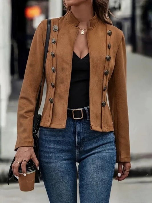 Beautyblue Women's Jacket  Fashion Button Cardigan Casual Long Sleeves Loose Adjustable Straps Urban Ladies Coats Outerwear