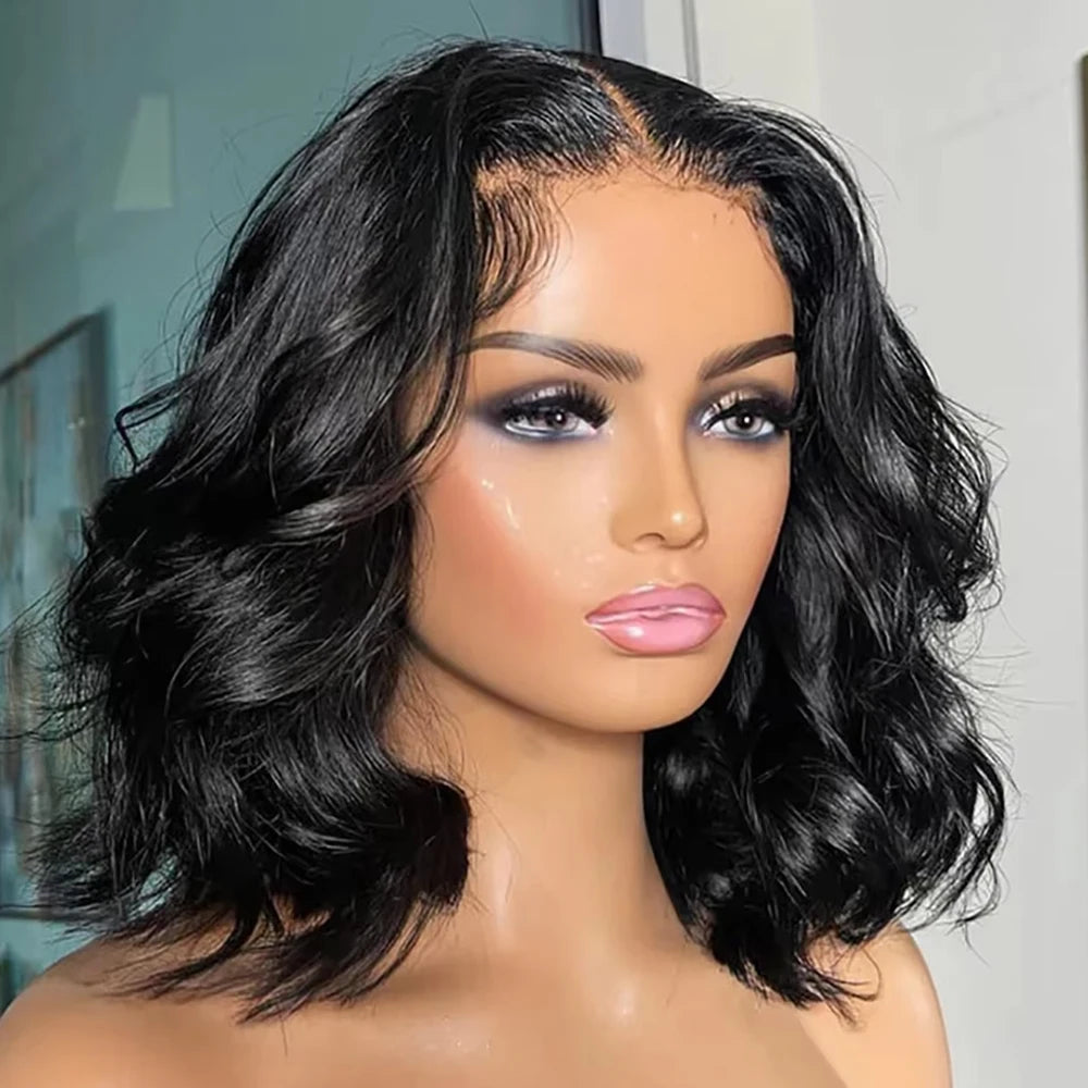 Glueless Body Wave Bob Wigs 13x6 Transparent HD Lace Frontal Wig 100% Human Hair Wig Natural Wave Short Bob Wigs For Black Women