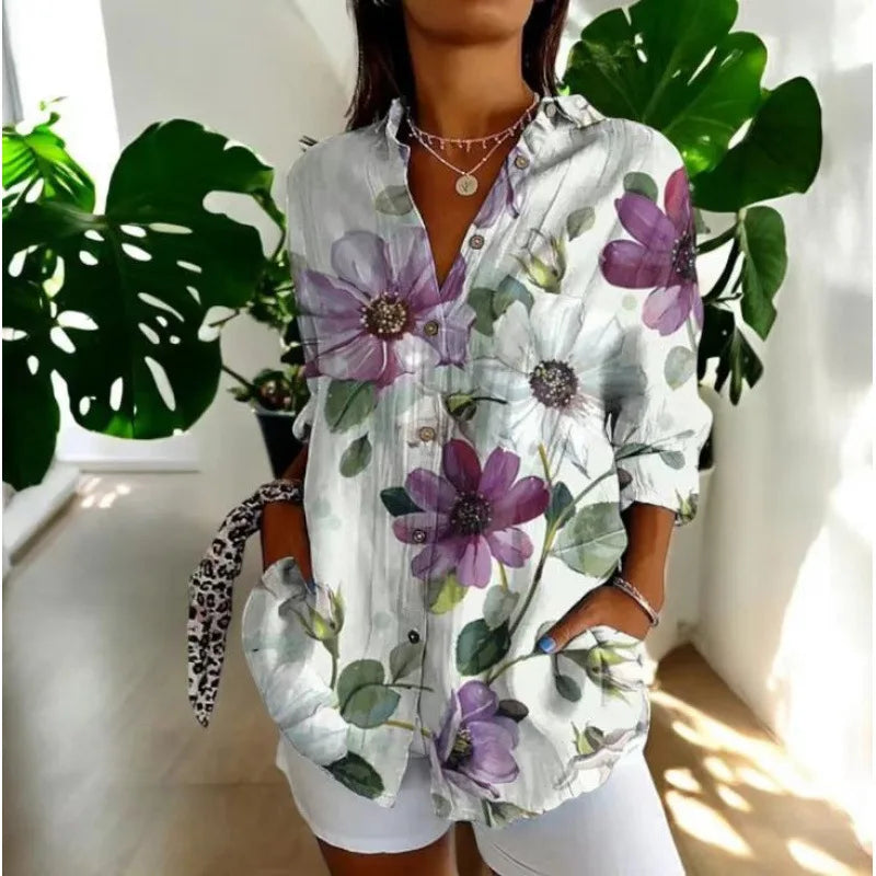 Ditsy Floral Oversized Dropped Shoulder Blouse for Women