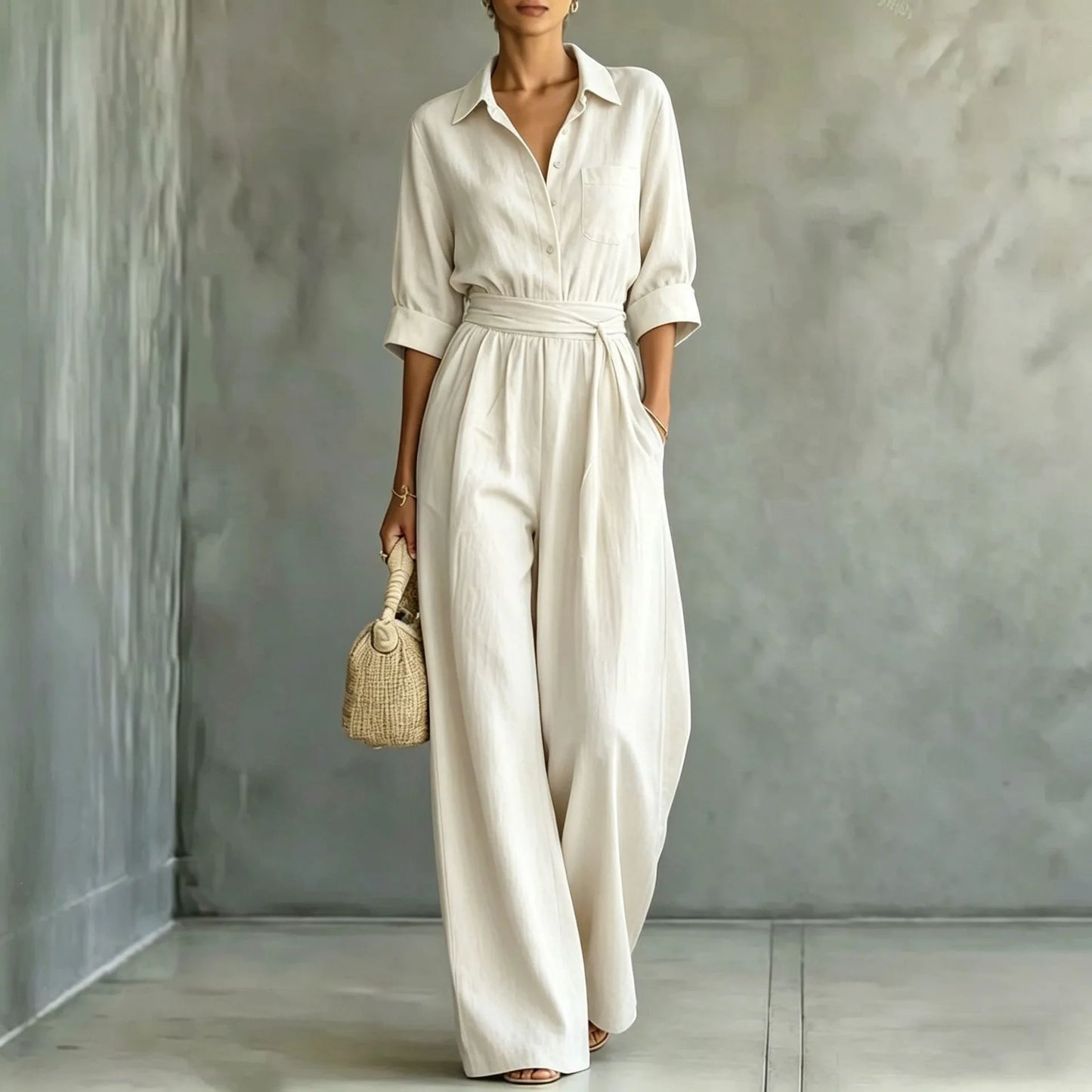 Solid Color Casual Loose Jumpsuit for Women Summer Vacation Streetwear
