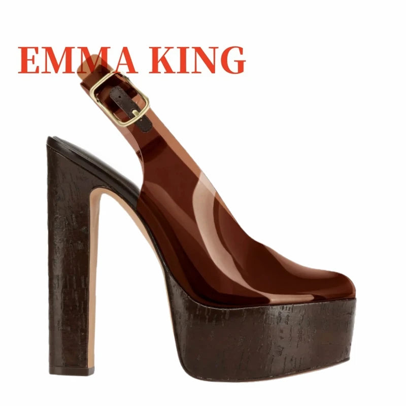 Clear Pvc Platform Slingback Peep Toe Sandals for Women