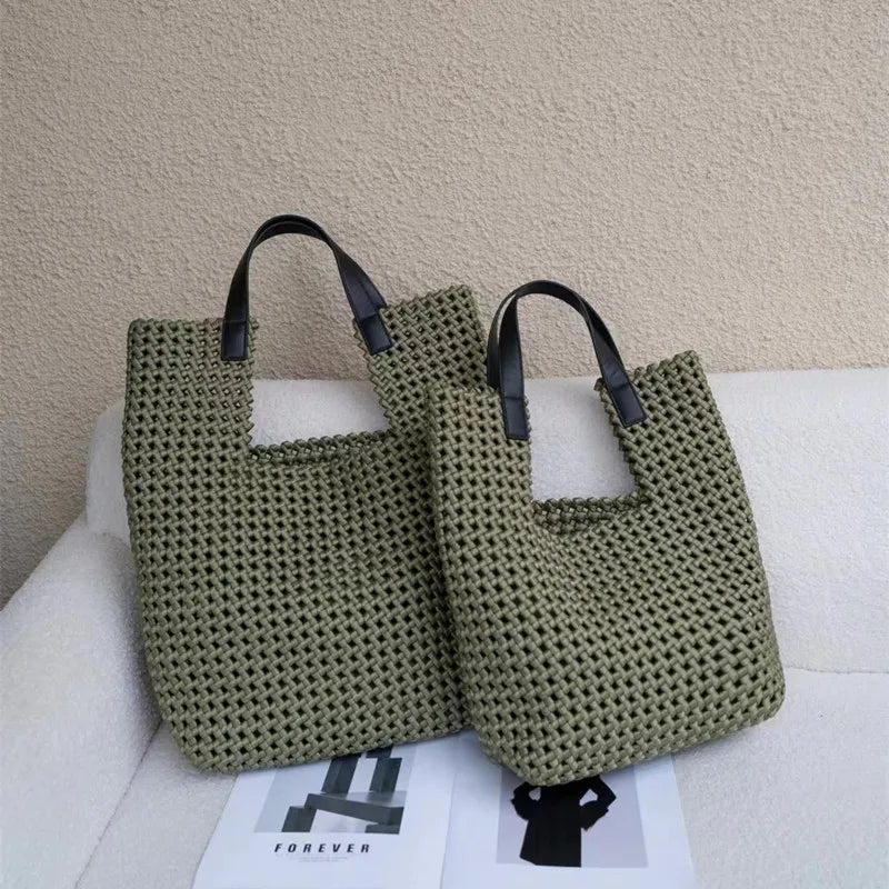 Rope Woven Shoulder Tote Bag