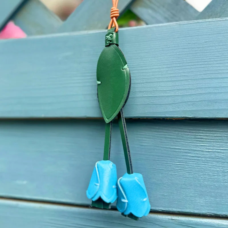 New Tulip Bag Pendant Fashion Creative Design High Quality Leather Keychain Simulation Flower Simple Versatile Pendant Decorate