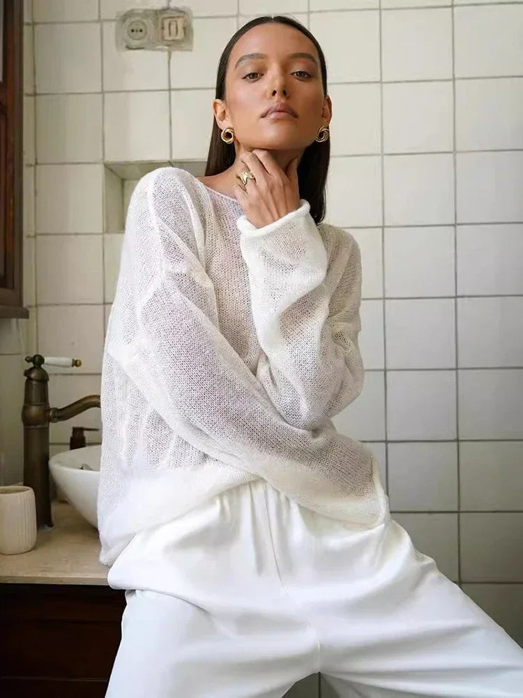 Sheer Hollow Knit Sweater