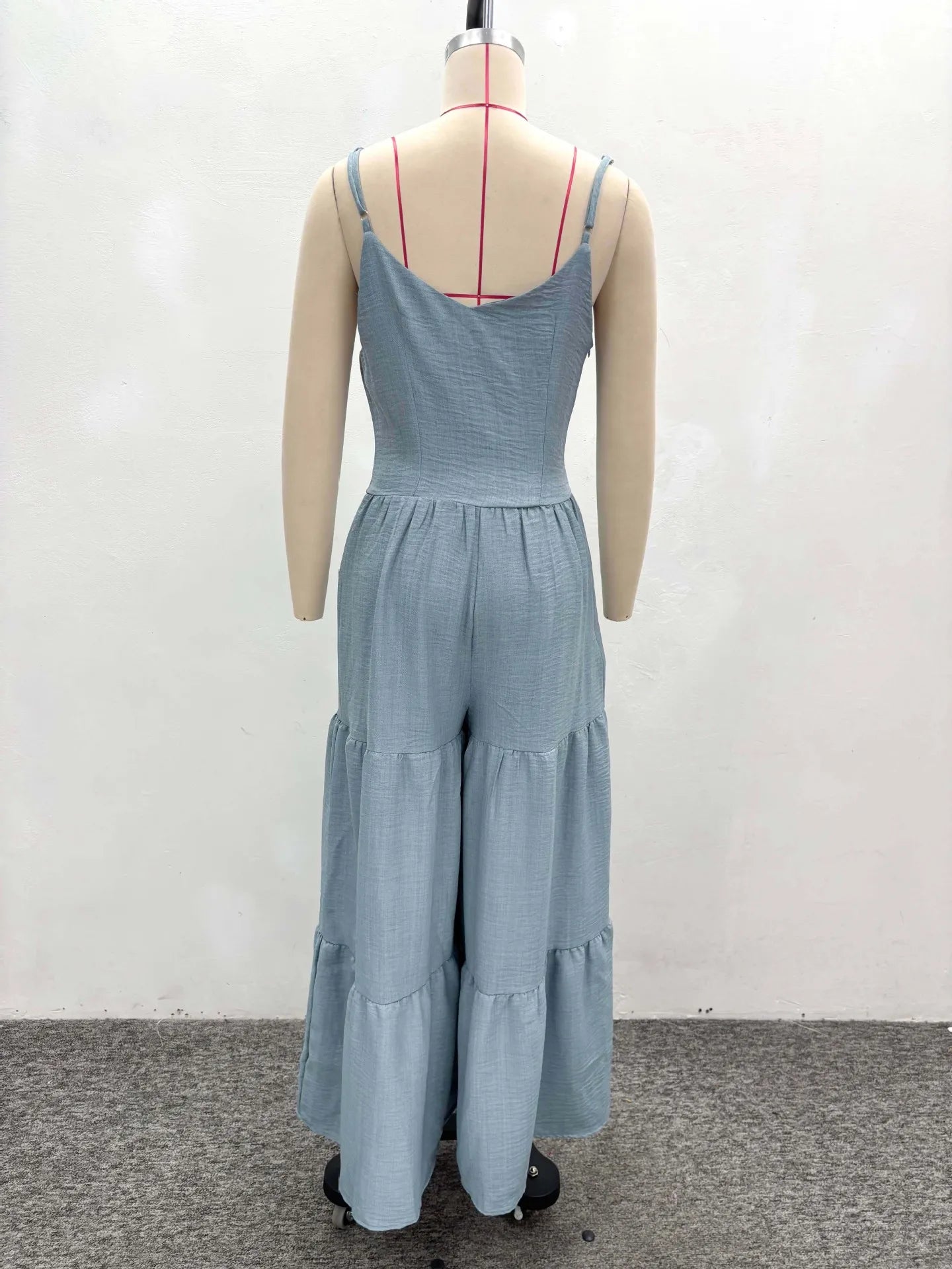 Spaghetti Strap Wide-Leg Jumpsuit with Button Details for Women