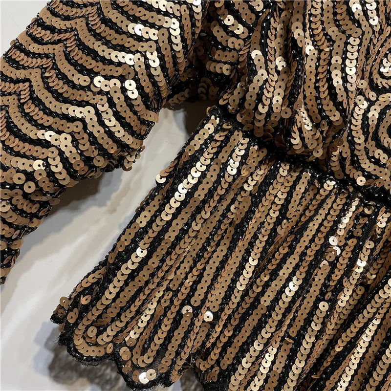 Ladies New Heavy Handmade Bling Beaded Sequins Batwing Sleeve Top Slimming Oversized Blouse Elegant Nightclub Pullover Shirts
