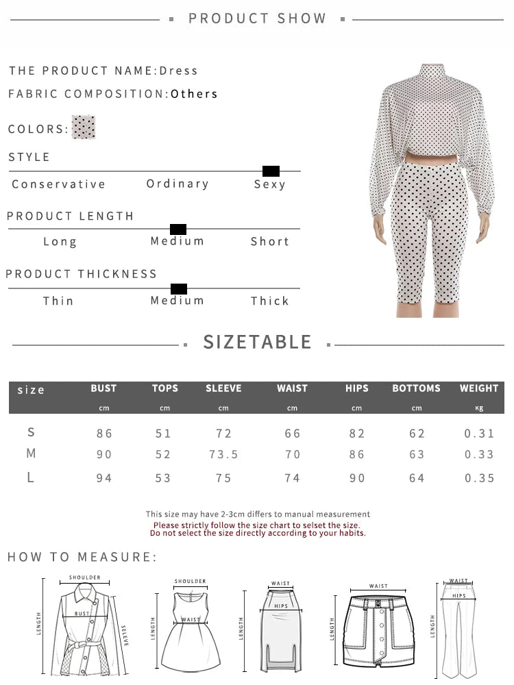 Polka Dot See Through Crop Top and Shorts Set for Women