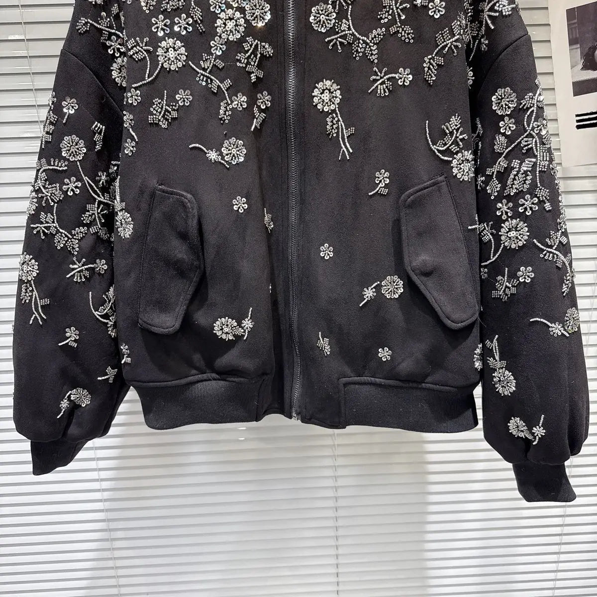 2026 Winter New Coat for Women,Retro Heavy Industry Nail Bead Suede Embroidery Loose Cotton Jacket