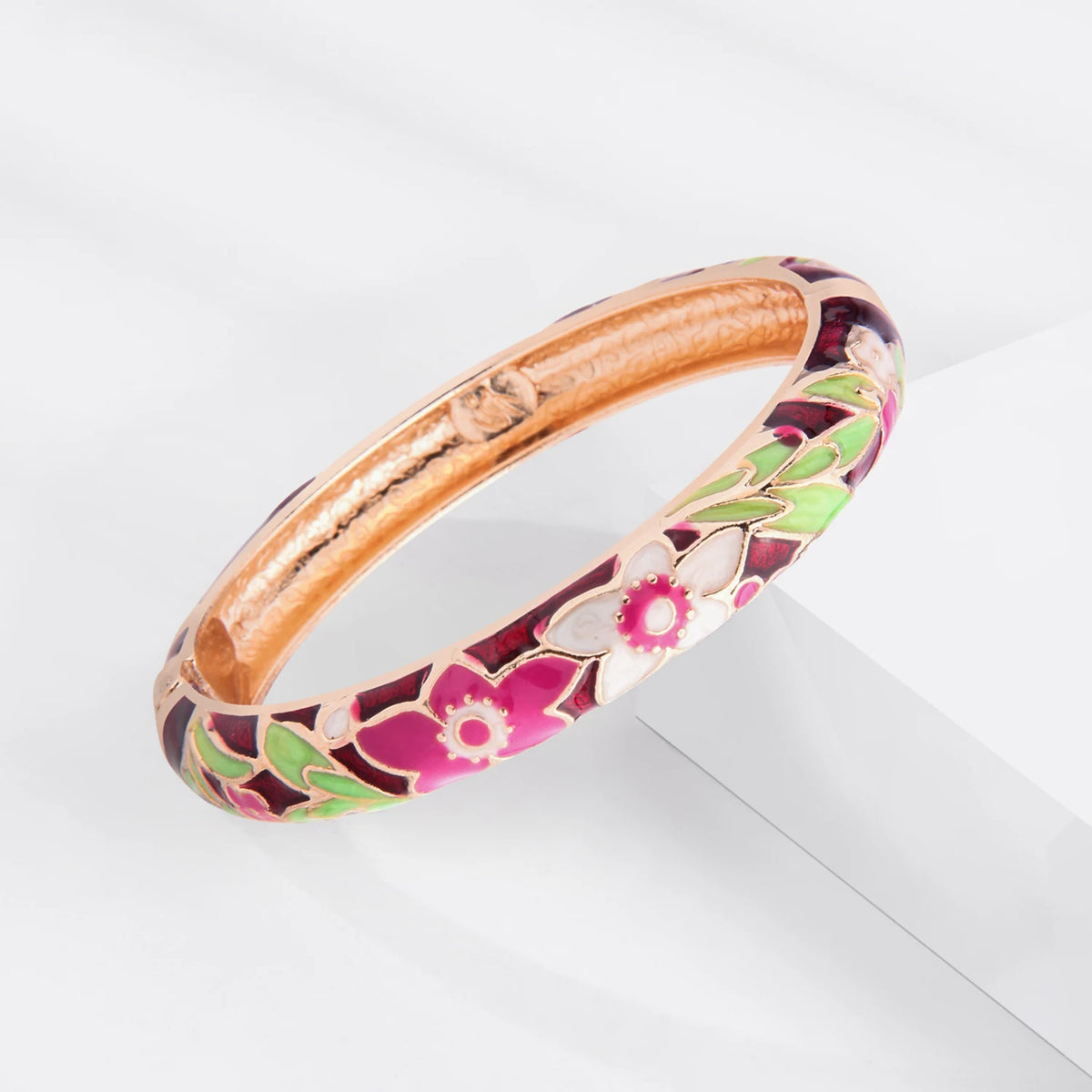Dark Red Enamel Bangle Bracelet