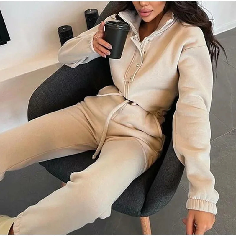 Casual Stand Collar Long Sleeve Jumpsuit for Women