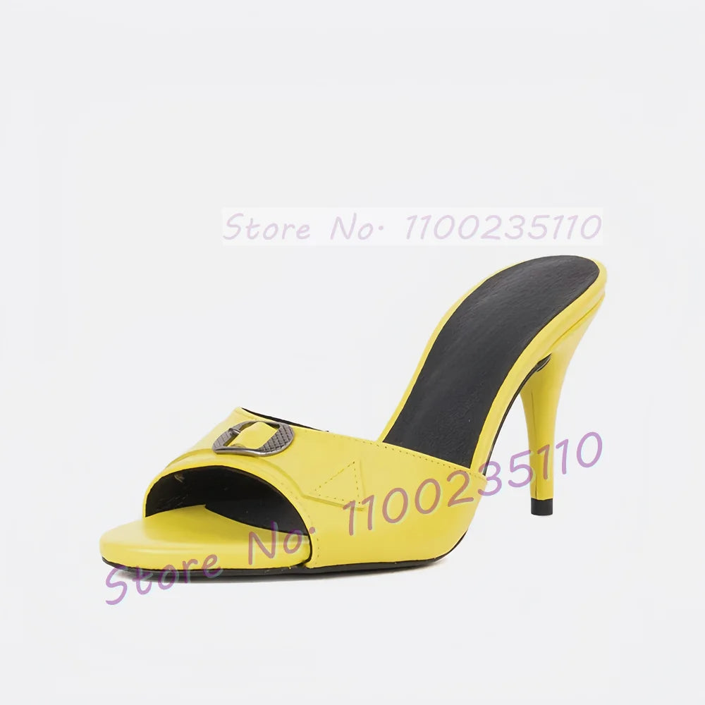 Sophisticated Purple Round Toe Buckle Mules For Women