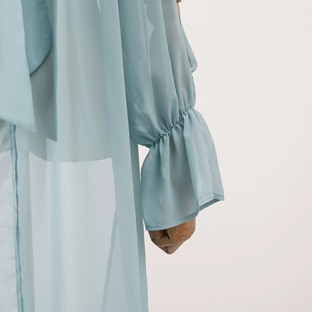 Loose Fit Asymmetrical Hem Chiffon Blouse for Women