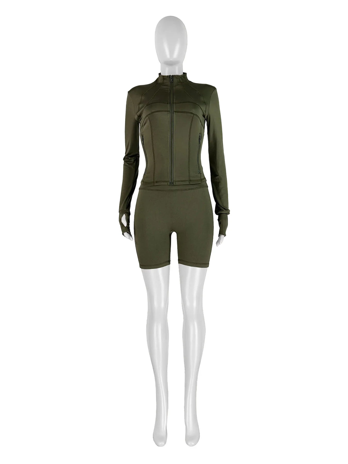 Slim Fit Sporty Two Piece Shorts Matching Set for Women