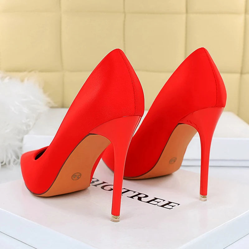 Elegant Purple Satin High Heel Stiletto Pumps for Women