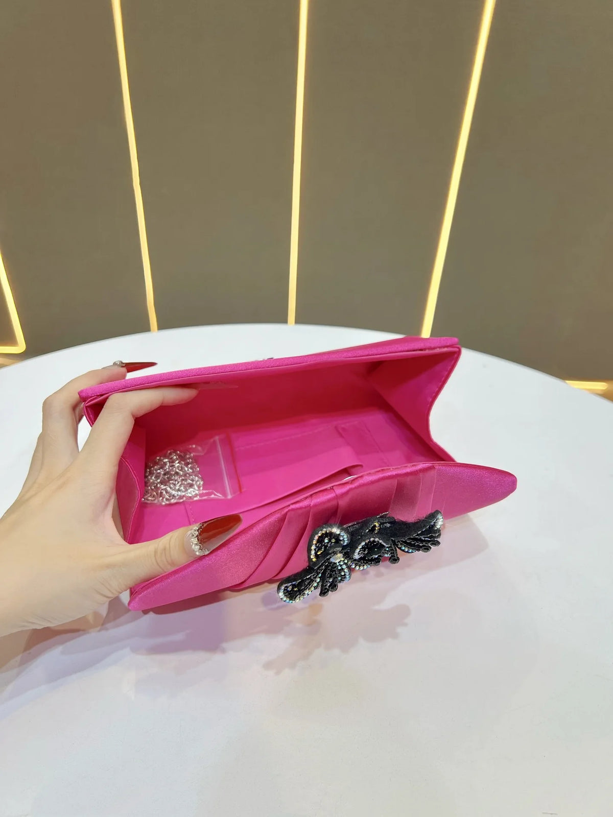 Elegant Satin Diamond Clutch Crossbody Bag for Women