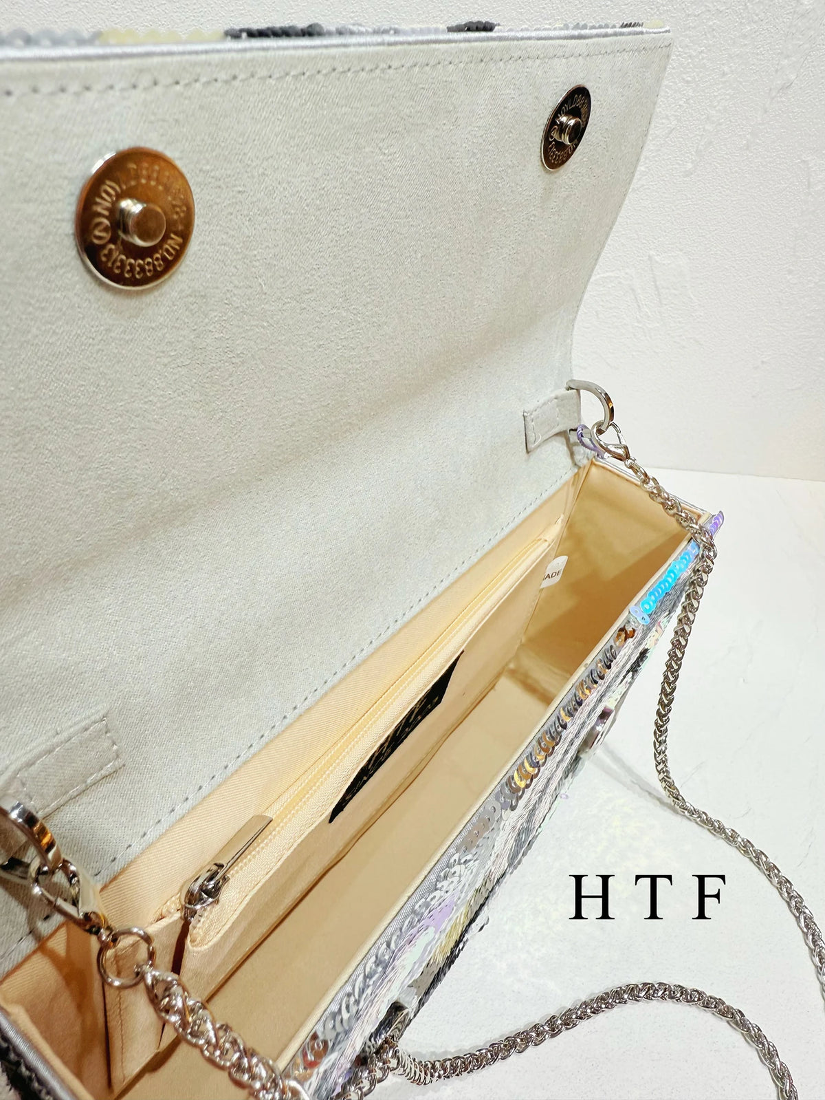 Sequin Floral Embroidered Clutch Bag With Chain for Women