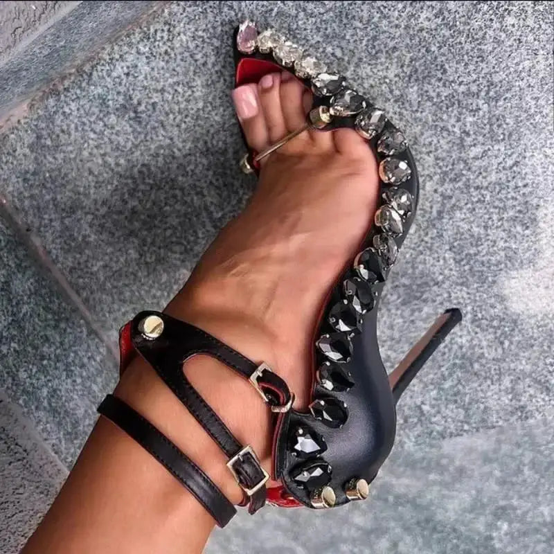 Crystal Embellished Metal Decoration Pumps for Women