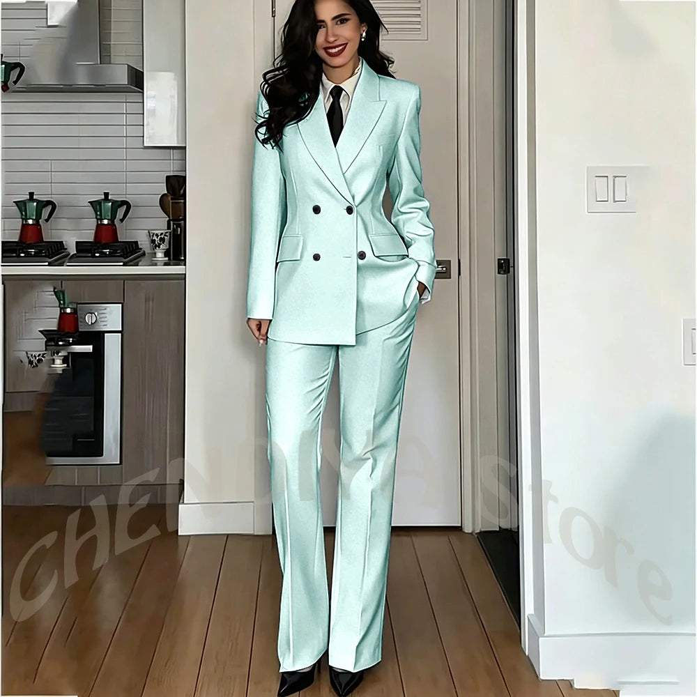 Modern Lady Pure White Suit Double Breasted Peak Lapel Casual Chic Women Suit Formal Dinner Party Business Office Outfit Costume