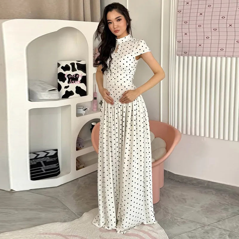 Elegant Hollow Out Lace Up Ankle Length Dress for Women