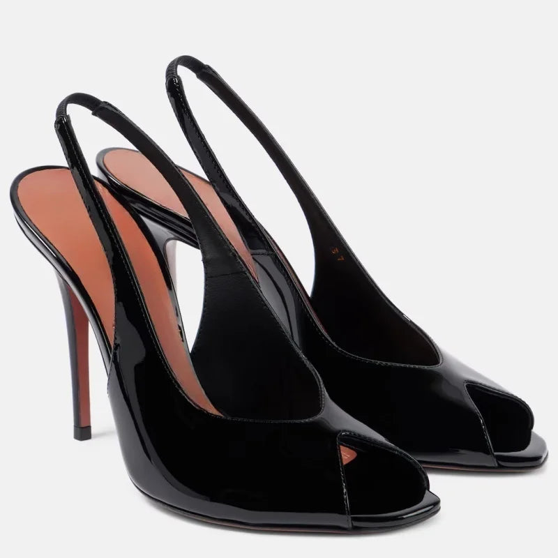 Rhinestone Butterfly Elastic Band Peep Toe High Heel Sandals for Women