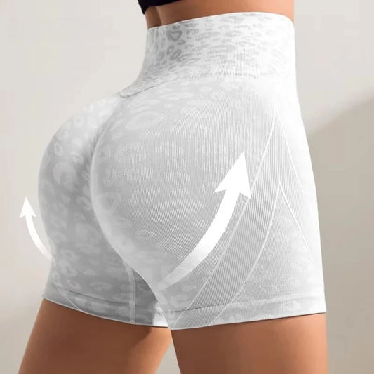 Women Sexy Peach Butt Yoga Shorts Leopard Print Tight Fit Exercise Cycling Pants Summer Fitness Yoga Wear Running Fitness Joggin