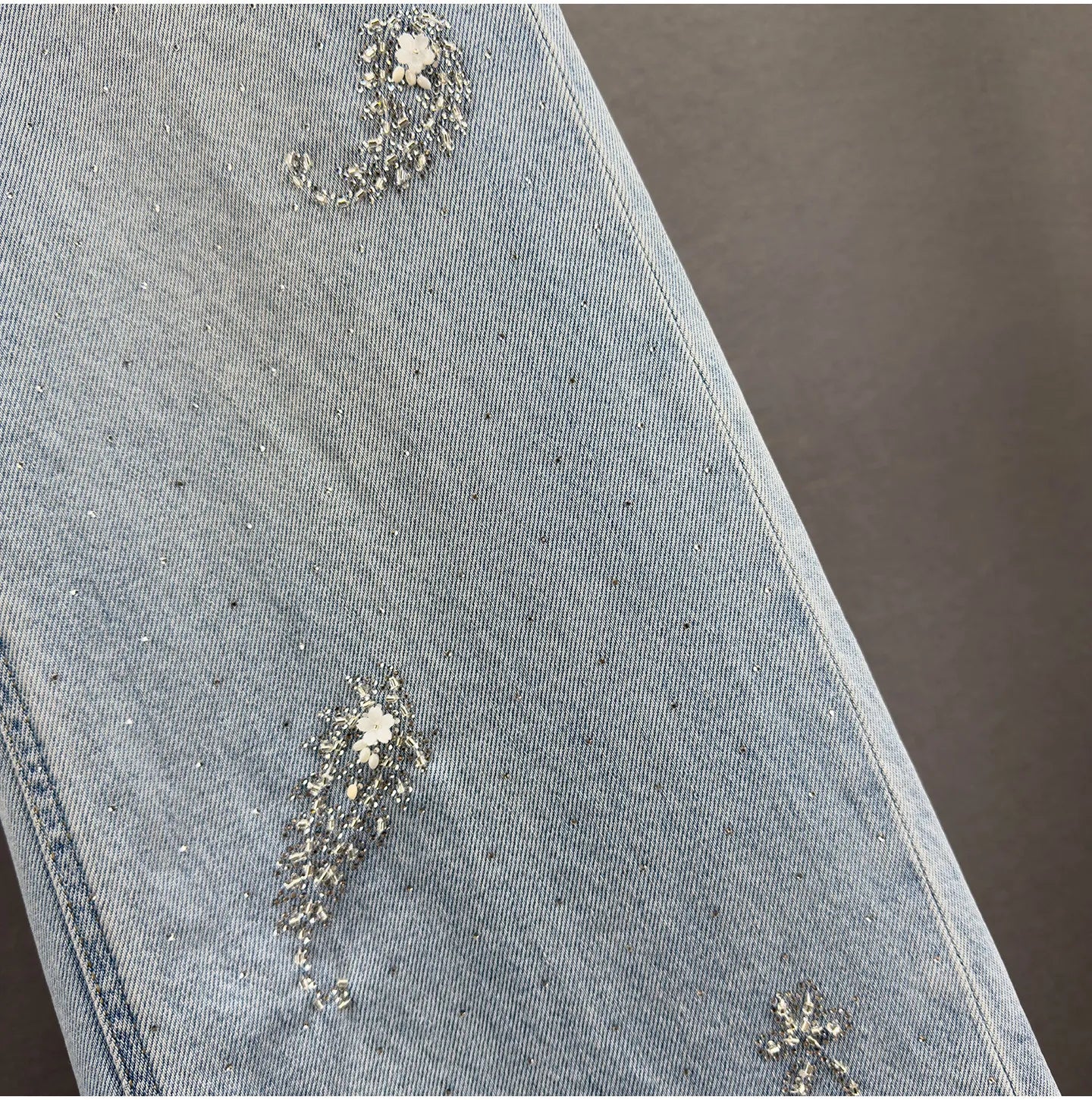 Heavy Hot Diamond Denim Loose Pants Women's 2026 Spring New Fashion High Waist Loose Slimming European Goods Long Mop Pants