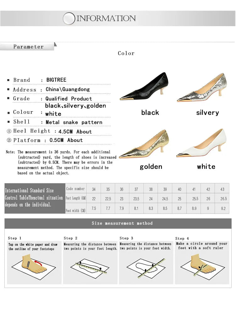 Sequin Snake Pattern Pointed Toe Kitten Heel Pumps for Women