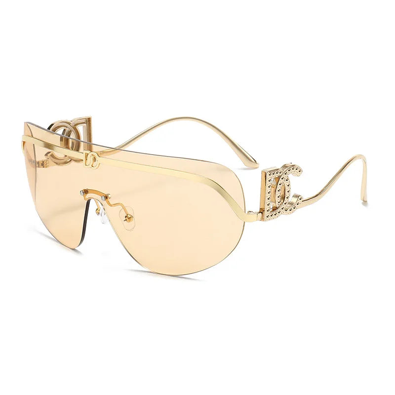 Oversized Gold Shield Sunglasses