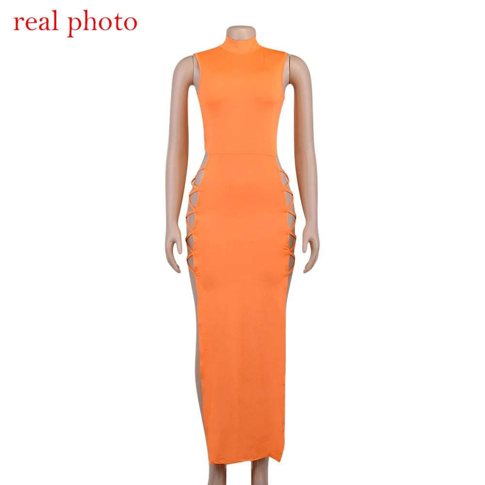 Cryptographic Elegant Black Sleeveless Bandage Sexy Dress for Women Club Party Backless Tank Dresses Skinny Fashion Summer 2025