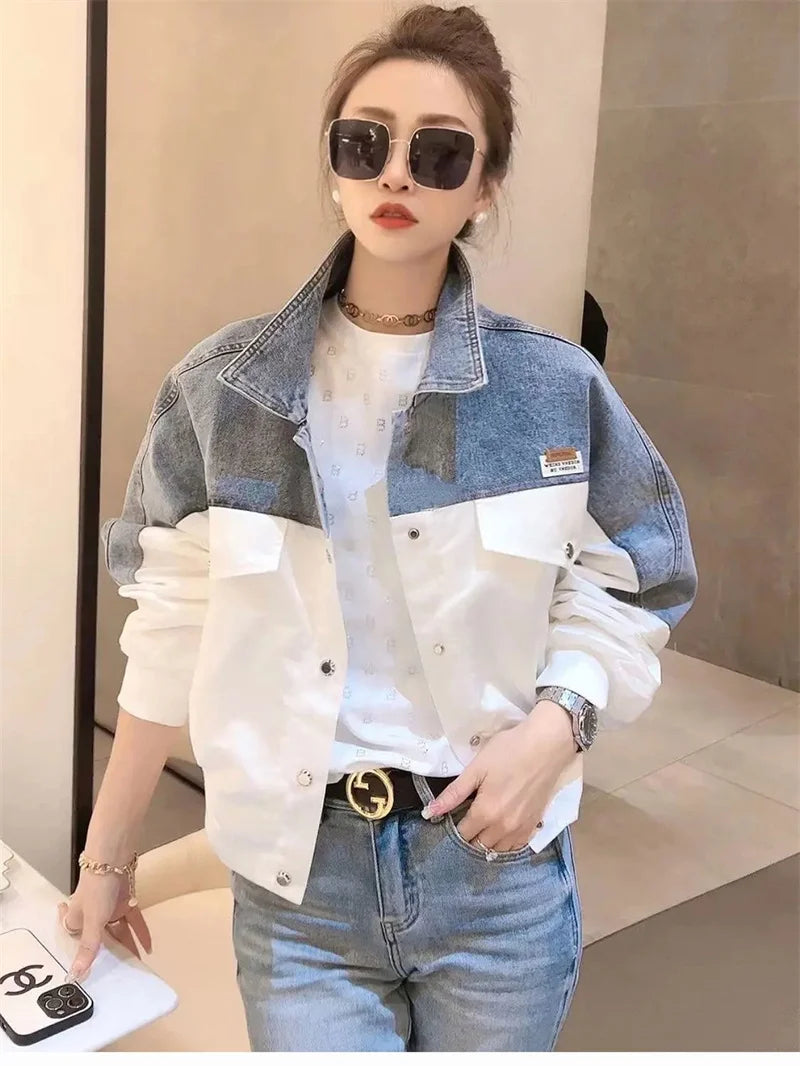 Short Denim Jacket Women Loose 2024 Summer Spring And Autumn Coat Women Slim Sweet Jacket Joker Coat Color Matching Embroidery
