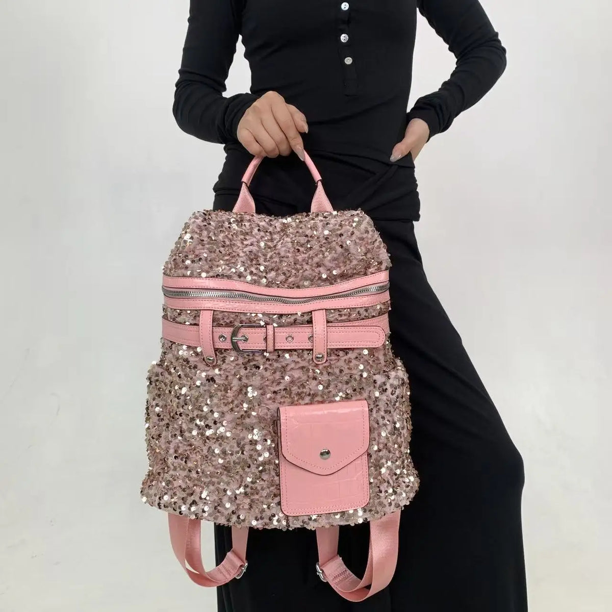 Women's Sequin Backpack Luxury Brand Shiny Sequin Women's Backpack Large Capacity Fashion Casual Travel Backpack High Quality