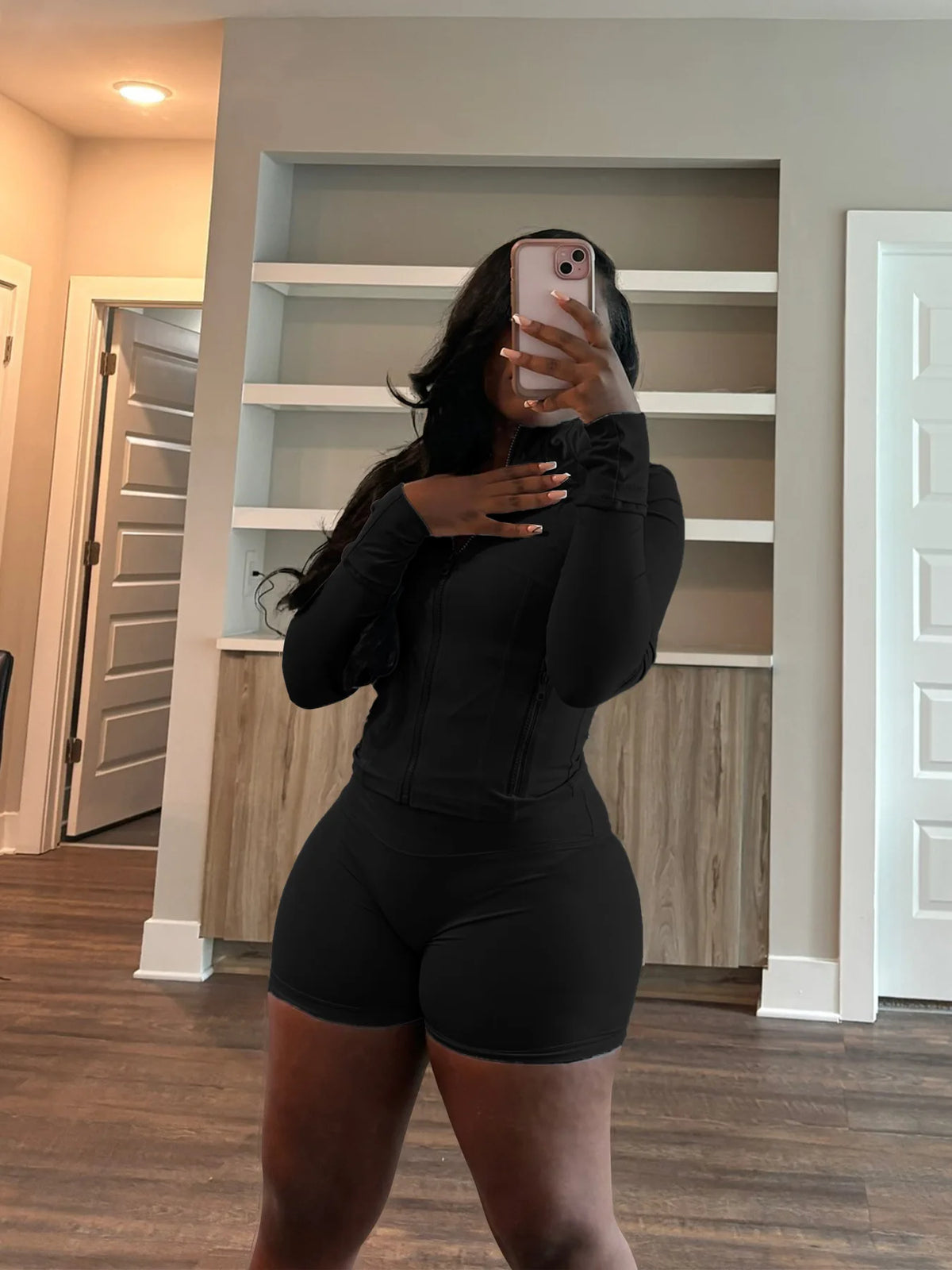 Slim Fit Sporty Two Piece Shorts Matching Set for Women