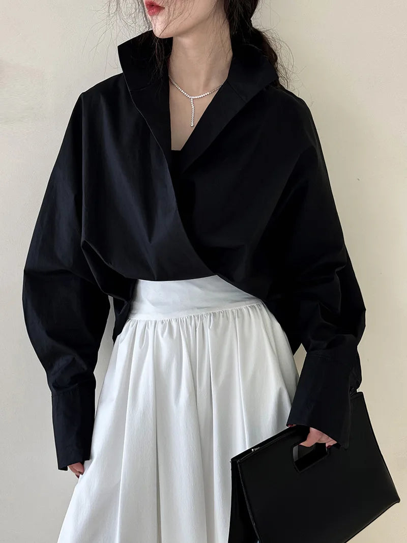 Batwing Sleeve Stand Collar Blouse
