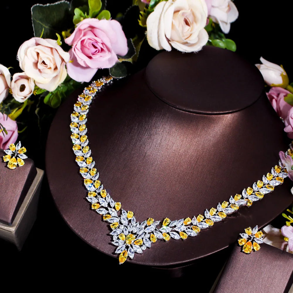 Yellow Cubic Zirconia Bridal Jewelry Set