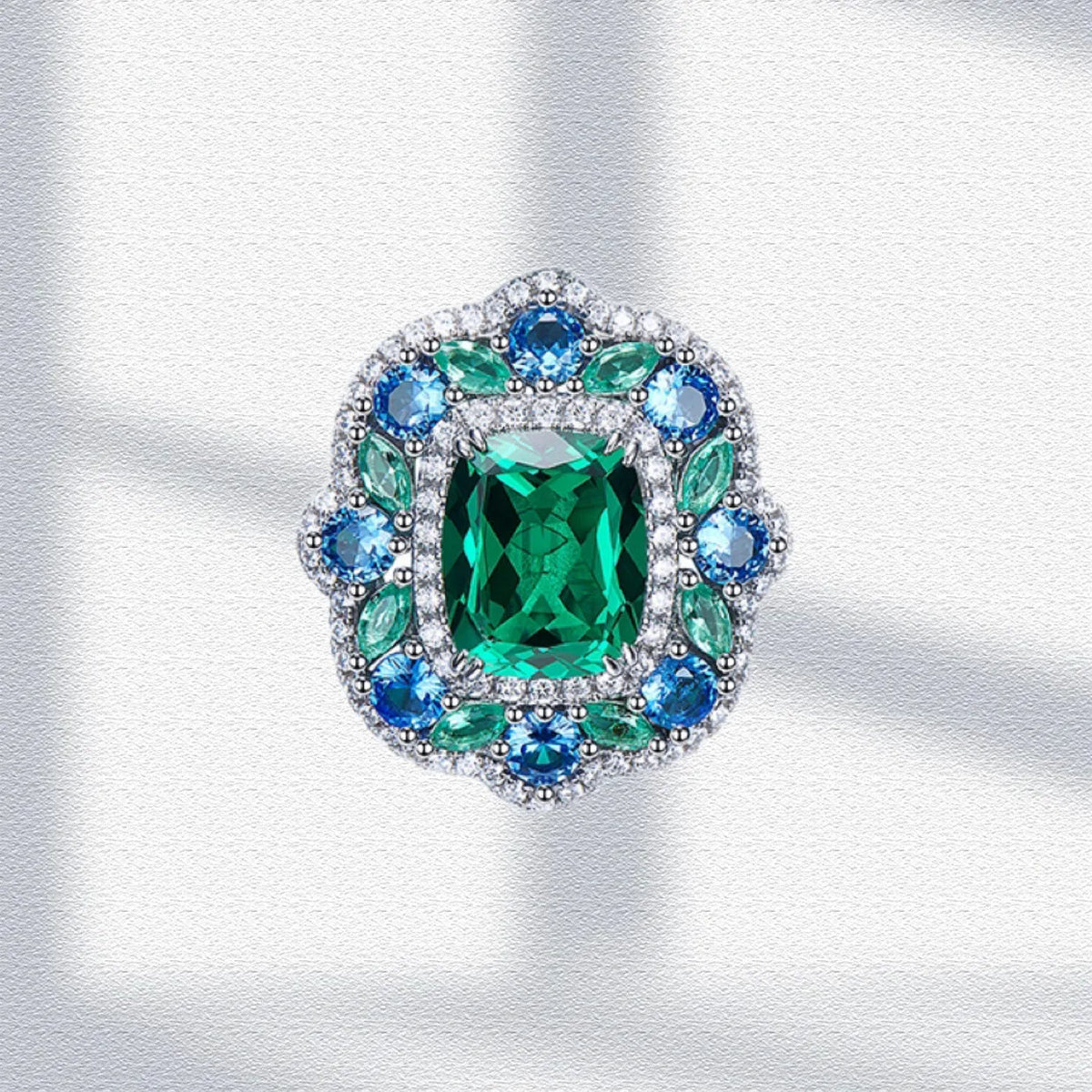 Emerald Zircon Necklace Ring and Earring Set for Women