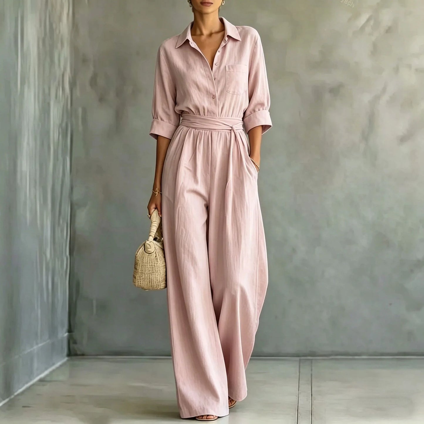 Solid Color Casual Loose Jumpsuit for Women Summer Vacation Streetwear