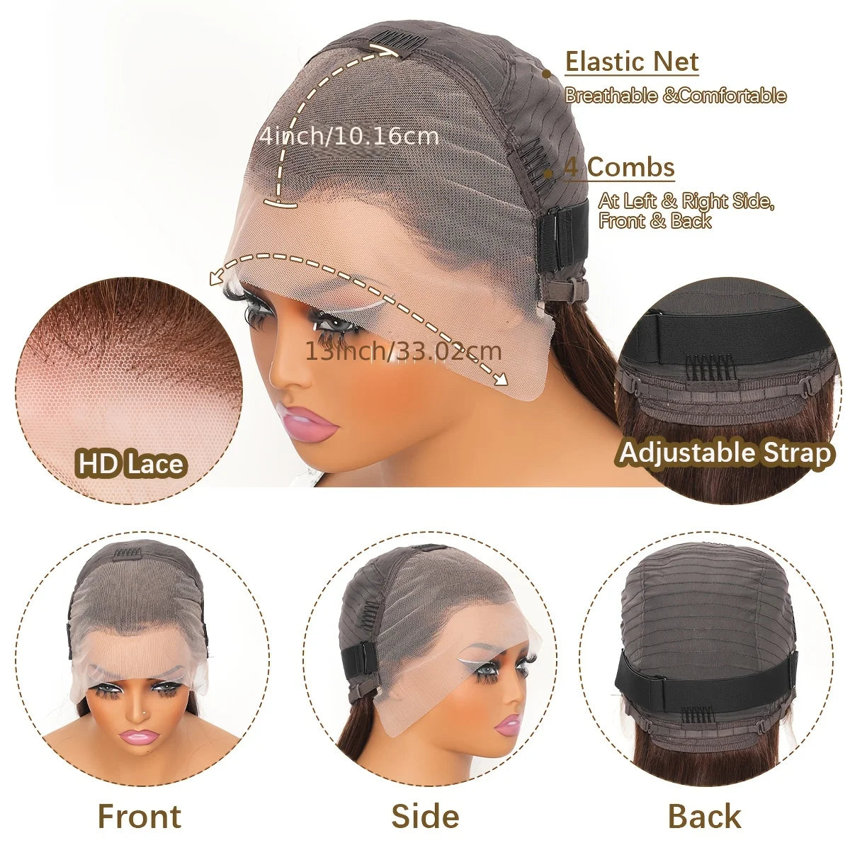 Chocolate Brown Deep Wave Human Hair Wig for Women