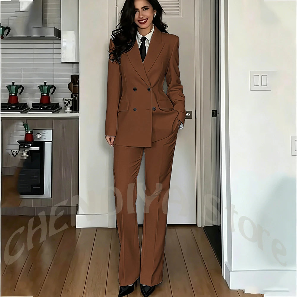 Modern Lady Pure White Suit Double Breasted Peak Lapel Casual Chic Women Suit Formal Dinner Party Business Office Outfit Costume