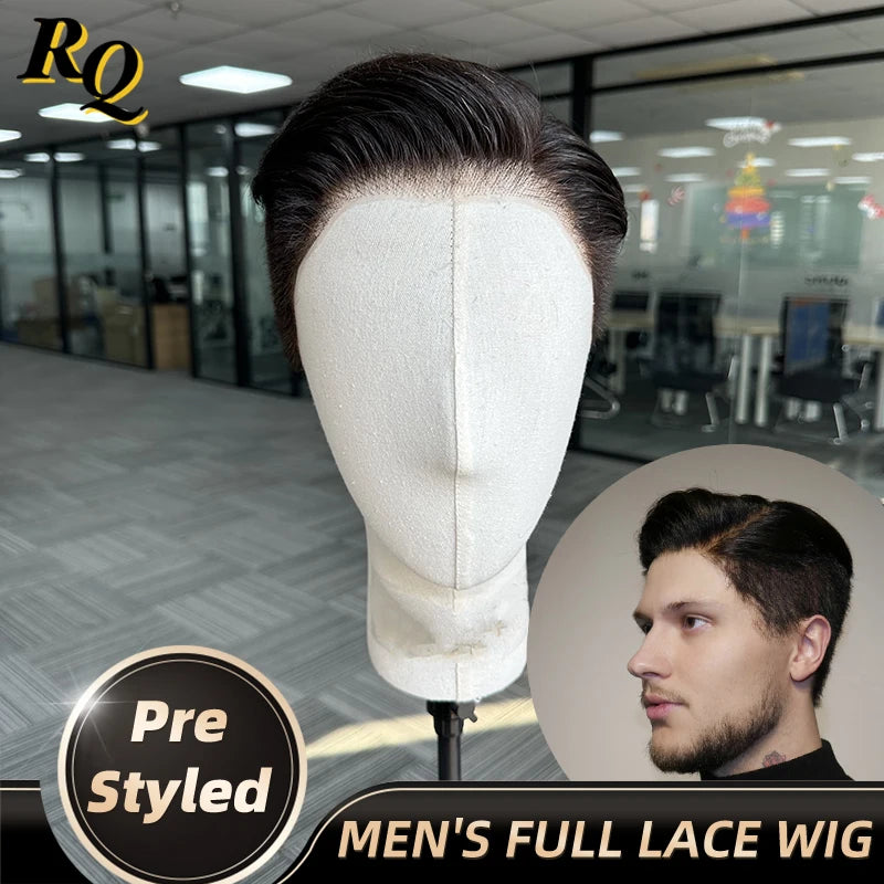 Premium Transparent Full Lace Pre Styled Human Hair Wig For Men