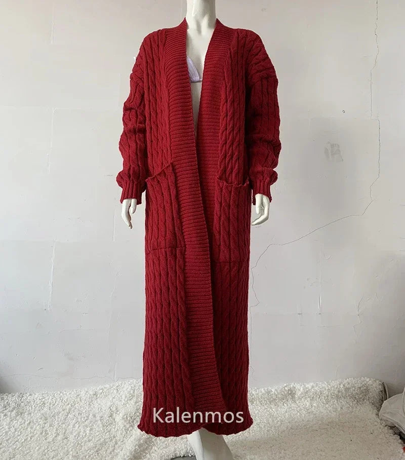 Long Sleeve Crochet Knit Cardigan Sweater for Women